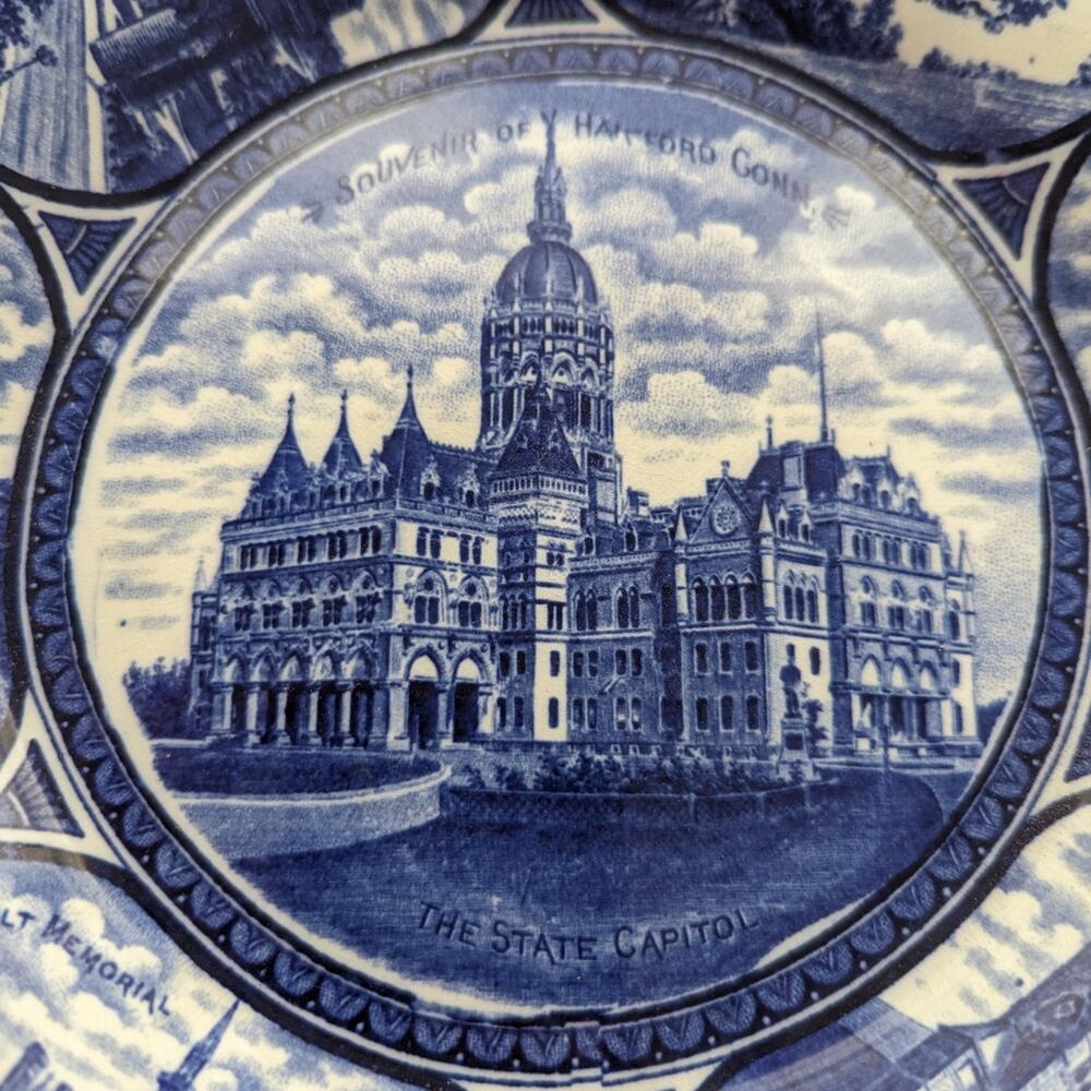 Antique Rowland & Marsellus Co Hartford Connecticut Souvenir Hanging Plate - Picture 3 of 4